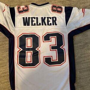 Men's White and Blue Sports Sweater